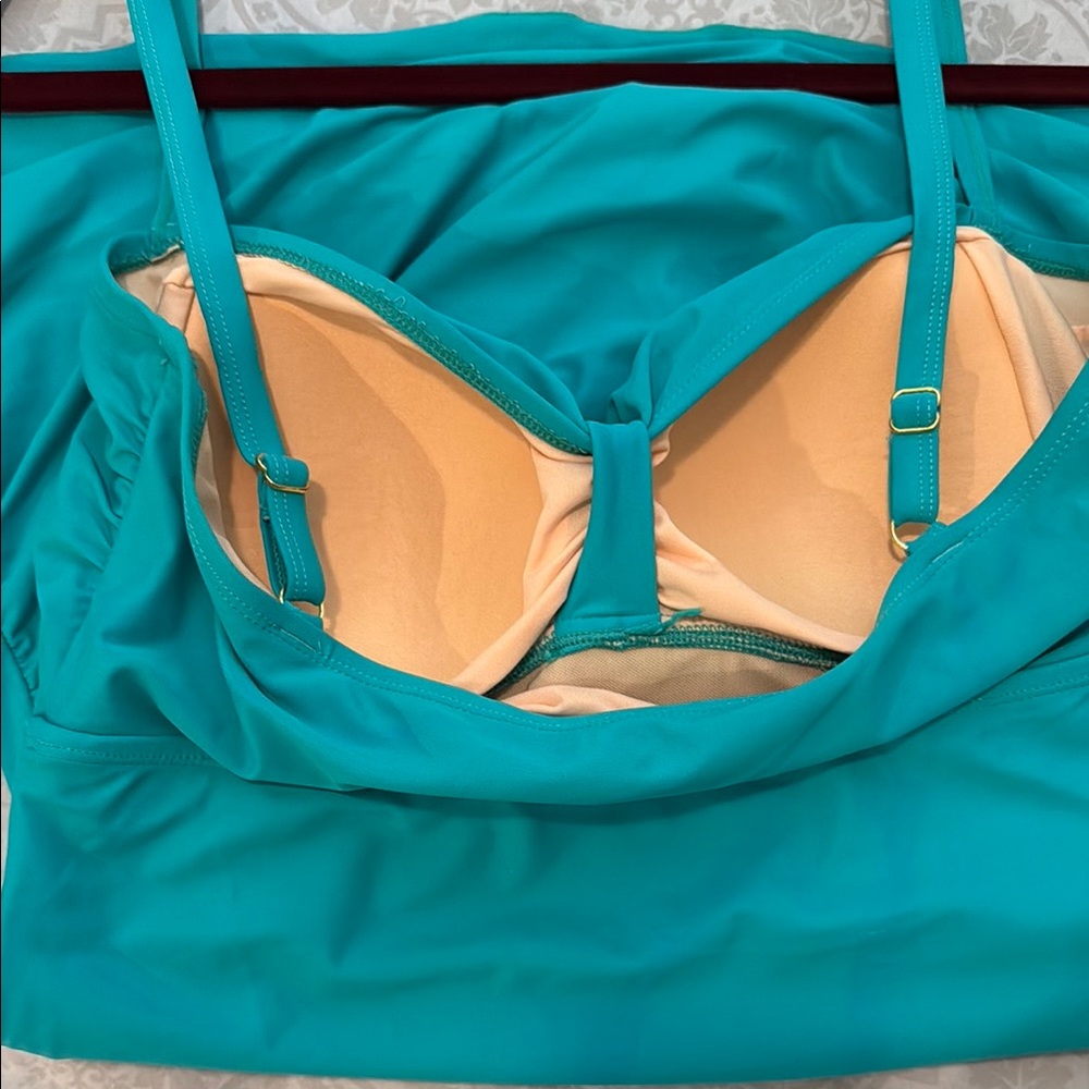 Teal Ruched Tankini Top - Picture 6 of 7